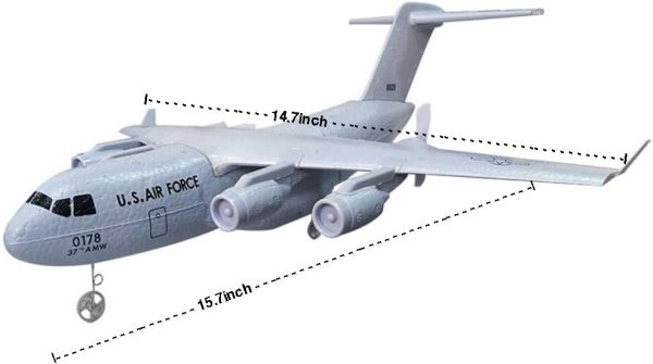 RTF RC Plane, 2.4Ghz 2 Channels RC Airplane, Navy Blue C17 Globemaster III RC Aircraft, A Easy to Fly RC Airplane Toys - Image 8