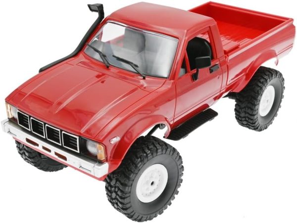 Remote Control Truck, C24 RC Car 2.4G 4WD 4x4 Off-Road Rock Crawler Electric Buggy Semi Truck and Trailer,All Terrain RTR Racing Vehicles with LED Lights Boys and Adults Gifts Toys (Red-2 Battery) - Image 8