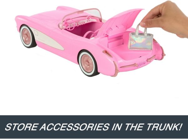 Hot Wheels Barbie RC Corvette from Barbie The Movie, Full-Function Remote-Control Toy Car Holds 2 Barbie Dolls - Image 7