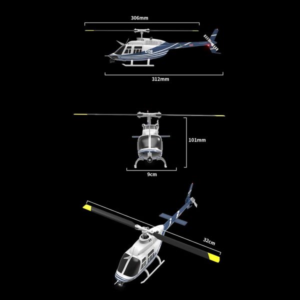 C138 Remote Control Helicopter, Bell206 Helicopter 2.4GHz 4CH Single Propeller Aileron RC Aircraft One Click Roll Takeoff and Landing Six-axis Gyroscope, Air Pressure Setting - Image 9