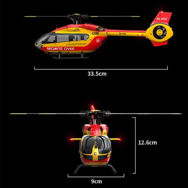 H145 C190 Remote Control Helicopter Aircraft for Adults Beginners 2-Battery 6CH RC Heli Single Rotor No Ailerons Maintain Altitude Hover/Optical Flow Positioning RTF 335MM (Yellow) - Image 9