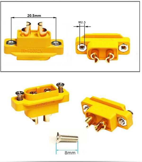 10Pcs XT60 Panel Mount Connectors XT60E-M Plug with Mounting Screws for 3D Printers RC Drones E-Bike Controller Box - Image 4