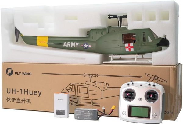 FlyWing UH-1 Iroquois V4 Scale Helicopter RTF - FlyWingRC Remote Control Helicopter for Adults (Green) - Image 4