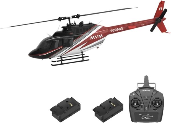 YUXIANG F08 Bell 206 RC Helicopter for Adults, 1/27 2.4G 6CH 6G/3D Brushless Direct-Drive Flybarless Advanced RTF RC Helicopter with Optical Flow Positioning - 2PCS Battery - Image 2