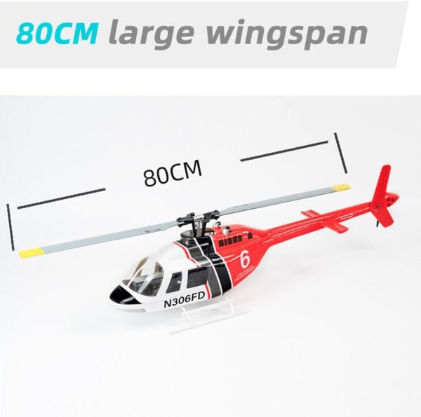 FLYWING Bell-206-V2 RC Helicopter for Adult，470-Class 2.4G RC 6CH Electric Airplane Simulation Aircraft with & 3D Stunt Mode & GPS Positioning, Flying Toys - RTF Version/Left Control - Image 4