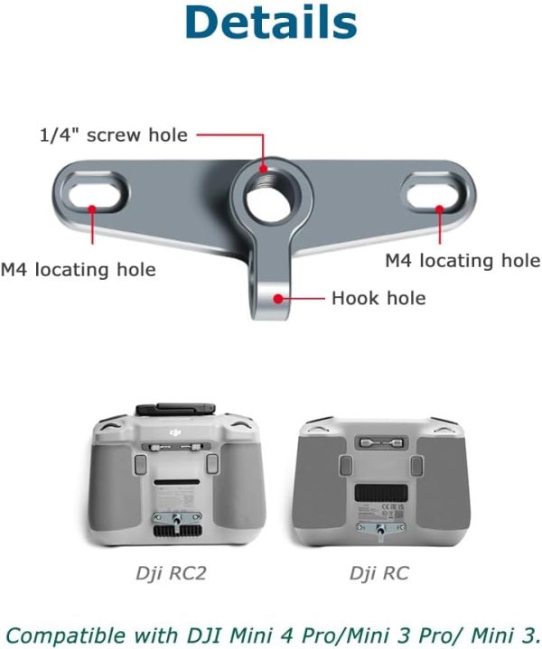 Bike Mount Tripod Mount Adapter for DJI RC / RC2 Remote Control, Neck Strap Holder Mount with 1/4" Screw Hole for DJI Mini 4 Pro/Mini 3 Pro/Mini 3 - Image 4