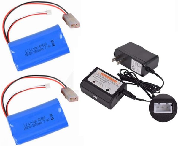 CBB 7.4v 2800mah Li-ion Battery for Heng Long RC Tank MJX RC Aircraft with L6.2-2P Plug 2 Pack and 7.4V Balance Charger - Image 2