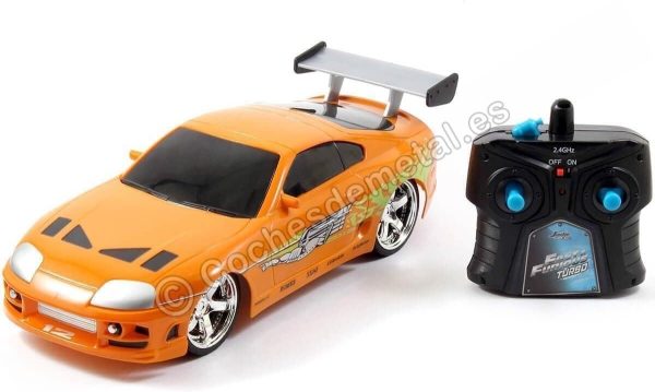 Jada Toys Fast & Furious RC 1995 Toyota Supra Vehicle (1/16 Scale), Orange - Image 2