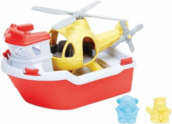 Green Toys Rescue Boat with Helicopter Red, 1 EA - Image 2