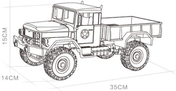 Gray 1/16 2.4G 4WD Off-Road RC Military Truck Rock Crawler Army Car (Model M35-A2) - Image 8