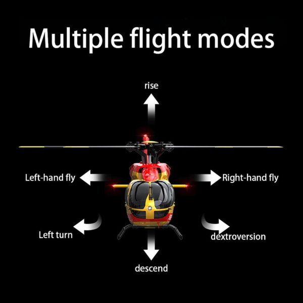 C190 Remote Control Helicopter for Adults, 1:30 Scale H145 RC Helicopter 2.4G 6CH Single Propeller Aileron Free, Optical Flow Positioning, Six-axis Gyroscope Stabilization (Red Yellow(2 Batteries)) - Image 6