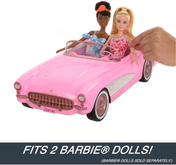 Hot Wheels Barbie RC Corvette from Barbie The Movie, Full-Function Remote-Control Toy Car Holds 2 Barbie Dolls - Image 6