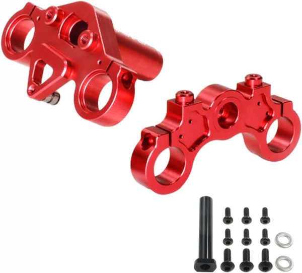 Aluminum RC Triple Clamp Set Upgrades Parts for 1/4 LOSI Promoto-MX Motorcycle RTR Dirt Bike ，Replace # LOS264004 (Red) - Image 4