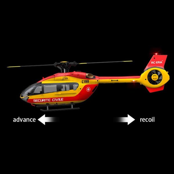 C190 Remote Control Helicopter for Adults, 1:30 Scale H145 RC Helicopter 2.4G 6CH Single Propeller Aileron Free, Optical Flow Positioning, Six-axis Gyroscope Stabilization (Red Yellow(2 Batteries)) - Image 7