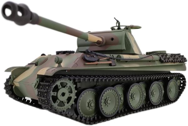 Large RC Tank for Adults- 1/16 German Panther G RC Tank That Shoots, 2.4G Remote Control Tank with Sounds Light Smoke Effects, RC Military Vehicle Model Toy (Camouflage Green) - Image 2