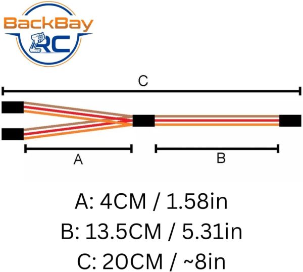 BackBayRC - 20CM 20awg Y Servo Splitter/Extension Wire - 100 Strands for RC Vehicles, Drones, E-Bikes - 5 Wires per Pack - Image 4