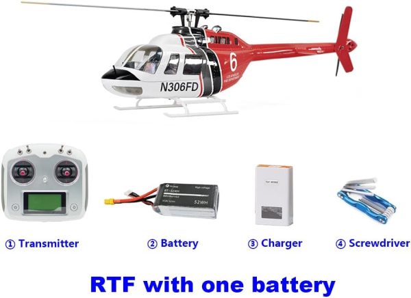 F FLYWING Bell 206 RC Helicopter V3 6CH GPS Altitude Hold Two Rotor 1:16 RC Scale Helicopter PNP RTF with H1 Flight Control System Bell 206 v3 Helicopter - Image 2