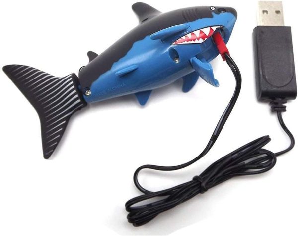 Tipmant Mini RC Fish Electronic Shark Remote Control Boat Ships & Submarine Swim in Water Pool Bathtub Kids Electric Toy (Black & Blue) - Image 6