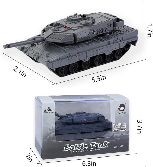 Remote Control Tank, 2.4GHz 9-Channel RC Combat Vehicle with Sound, Lights, Rotating Turret. Children's Military Toy for Boys and Girls (Grey) - Image 7