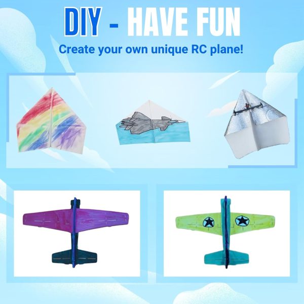 RC Paper Plane, Remote Control DIY Airplane Kit with Colored Paper, Super Easy Fly Toy for Kids STEM KIT (Birdy-X 2.0) - Image 5