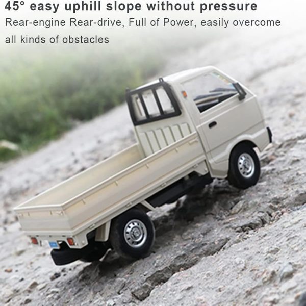 WPL D12Mini Kei Truck RC Car 1/16 2.4Ghz Remote Control Rock Crawler Off Road Truck with Brushed Motor, LED Headlights, Middle Engine Rear Drive RTR Toys Car for Adults - Image 6