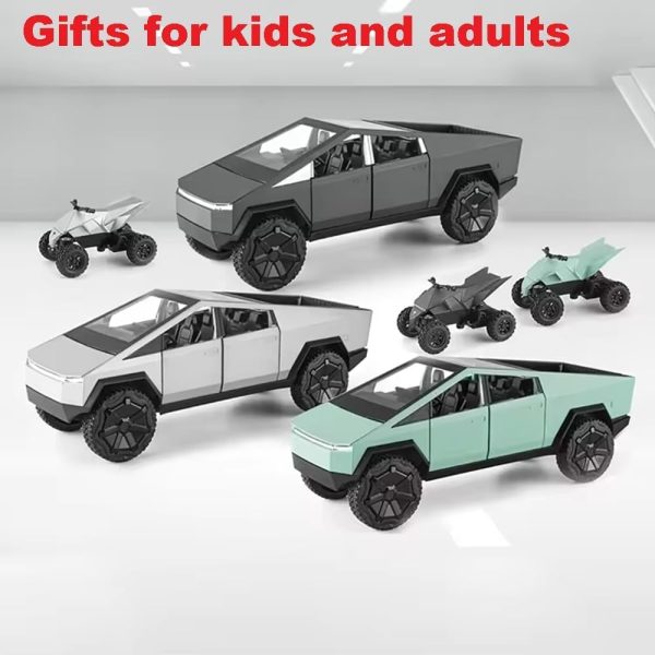 EROCK 1:24 Pickup Truck Off-Road Alloy car Model Toys,with Small Motorbike Toy, Sound and Light Function, Adults and Children are Suitable for Toy Gifts,Collectibles, Decorations. (1:24 Pickup Green) - Image 7