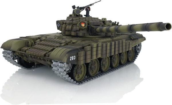 Heng Long 1/16 RC Tank 7.0 Upgraded Version T72 3939 Metal Battle Vehicle 340° Rotating Turret Metal Tracks Sloking Unit Infrared Combat Lifting Barrel Light Sound BB Shooting Airsoft Tank - Image 5