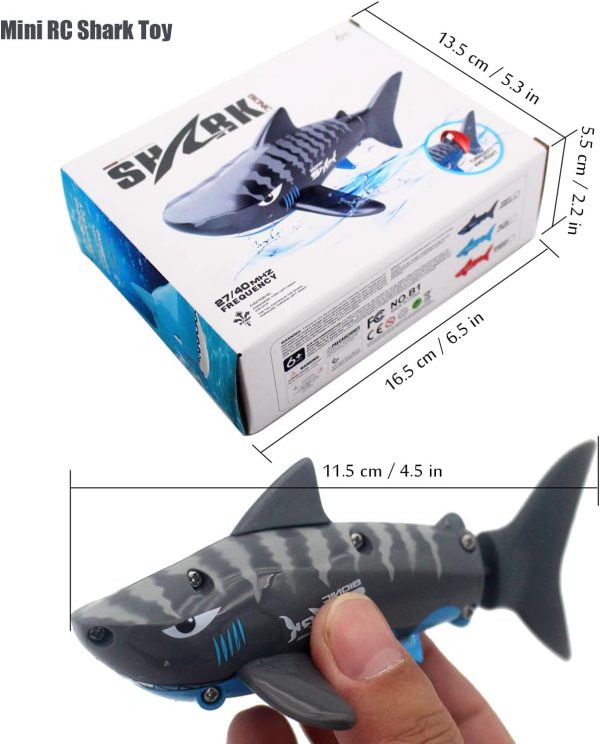 Tipmant Cute RC Shark Mini Radio Remote Control Fish Boat Submarine Electric Realistic Animal Toy for Swimming Pool Water Tank Kids Birthday Gifts (Grey) - Image 7