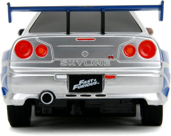 Jada Toys Fast & Furious 1:24 2002 Nissan GT-R R34 Remote Control Car RC with 2.4GHz, Toys for Kids and Adults (99371), Silver - Image 6