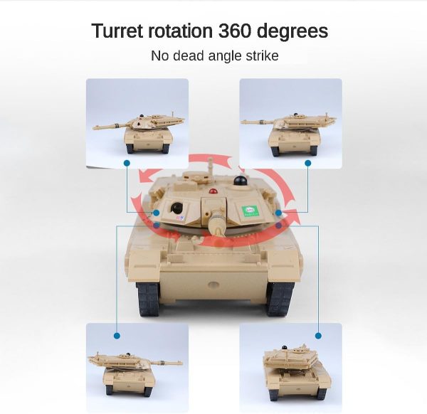 2.4GHz Mini RC Tank Toy with LED and Rotating Turret. The Ultimate Military Toy for Boys and Girls (Yellow) - Image 3