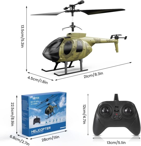 VATOS Remote Control Helicopter for Kids, Camouflage RC Helicopter, 2.4GHz Radio Controlled Helicopter with Gyro 3 Channel Indoor Toy, One-Key Take-Off, Gift for Boys Adults - Image 8