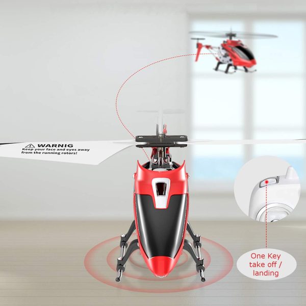 POCO DIVO S107H Altitude Hold 2.4Ghz RC Helicopter One-Key Launching/Landing Beginner Flight Mini 3CH Metal Gyro Heli, Red - Image 8