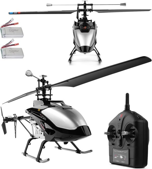 21.65 inch V913-A Black Silver Large Brushless Remote Control Alloy Helicopter Aircraft for Adults Beginners Youth 4CH RC Heli Model Fall Resistant Altitude Maintain (RTF 550MM 2 Batteries) - Image 2