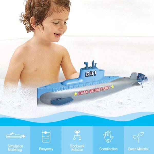 Wind up Submarine Bath Toy, Funny Pigboat Water Toy SUB Bathtub Toy Clockwork Submarine Tub Toy Submarine Pool Beach Toy, Windup Submarine Bath Toy Clockwork Pigboat Floating Toy - Image 6