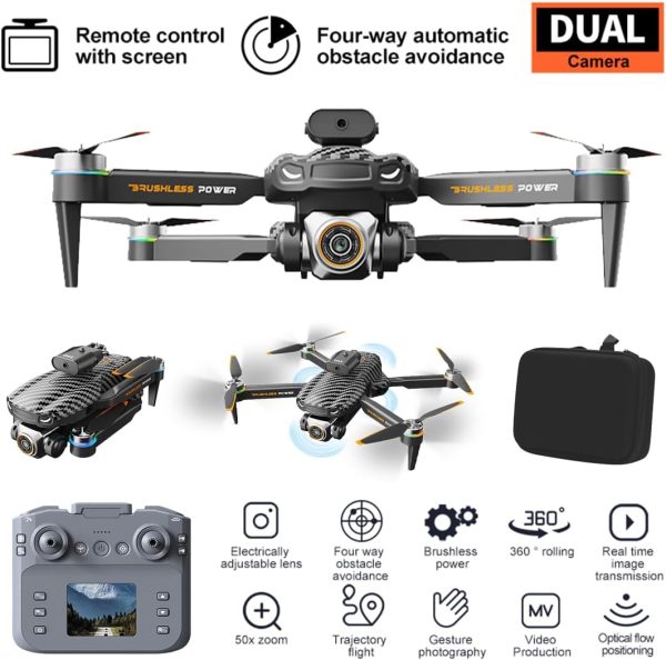 Drones with 4k Camera Ultra-wide,Real-time Vision Screen Handle,Foldable WiFi FPV Drone kit, RC Quadcopter with Brushless Motor, Optical Flow, Altitude Hold,2 Batteries - Image 8