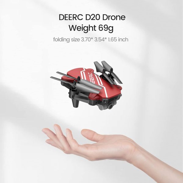 DEERC D20 Mini Drone for Kids with 720P HD FPV Camera Remote Control Toys Gifts for Boys Girls with Altitude Hold, Headless Mode, One Key Start Speed Adjustment, 3D Flips 2 Batteries, Red - Image 7