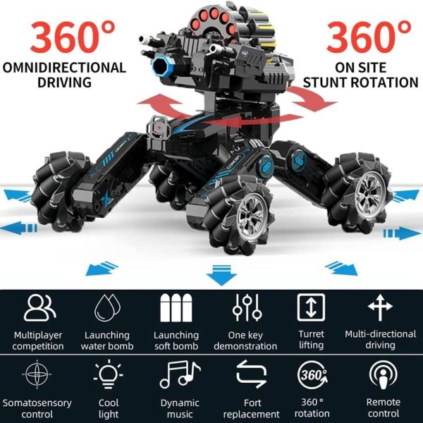 RC Cars, Remote Control Monster Truck for Kids Shooting Dual Remote Truck with Soft Bullets Battle Tanks Toys for Boys and Girls - Image 2