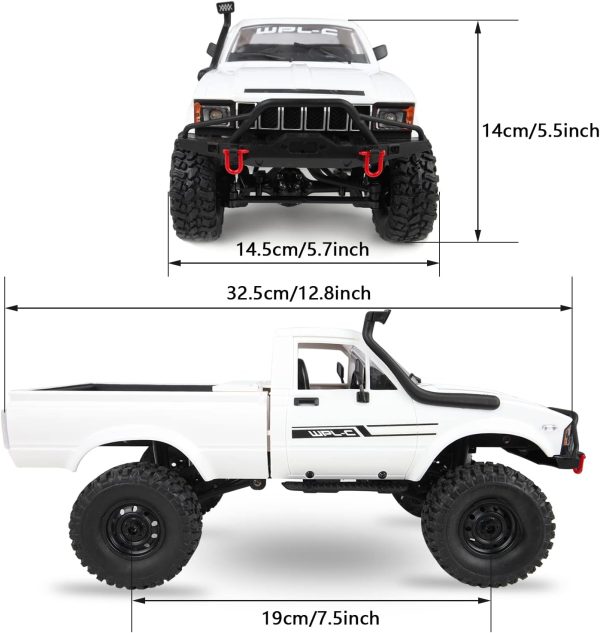 WPL C24-1 Remote Control Car Full Scale 1:16 4WD Off-Road Truck with Headlight RC Car, Climbing Vehicle Speed Model Toys… - Image 3