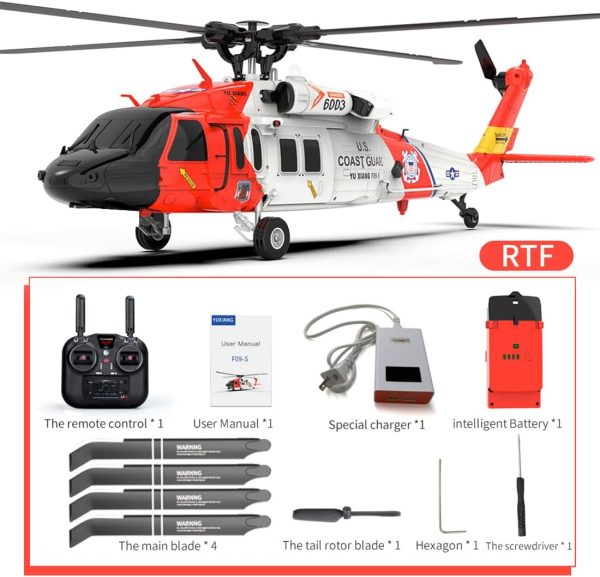 F09-S RC Helicopter for Adults, 2.4G 6CH 1:47 Dual-Brushless FPV RC Military Helicopter with GPS, Militarily Aircraft Model for Airplane Fans (RTF Version) - Image 9