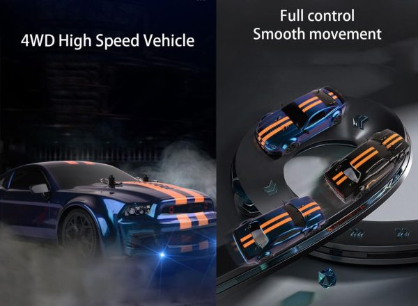 RC Drift Car 1/14 Scale RC Car RTR Remote Control Race Cars Drifting Toy for Boys Kids 4WD 30KM/H RC Vehicle with LED Lights Drift Tires + Racing Tires - Image 5