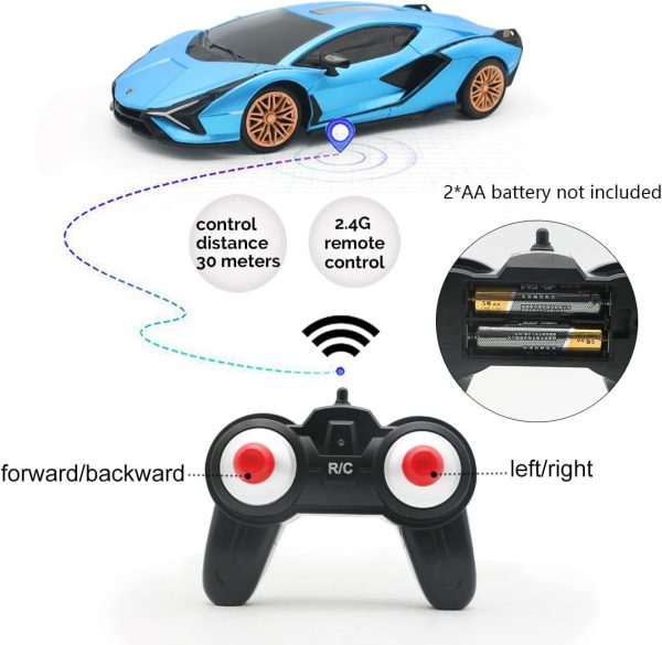 QUN XING Remote Control Car 1:24 Officially Licensed 2.4GHZ Rc Cars Lambo Sport Racing Toy Car for Kids Boys 4-7 Years Birthday Gift, Blue - Image 7