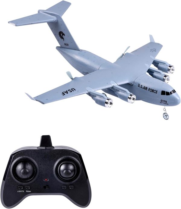 RTF RC Plane, 2.4Ghz 2 Channels RC Airplane, Navy Blue C17 Globemaster III RC Aircraft, A Easy to Fly RC Airplane Toys - Image 3