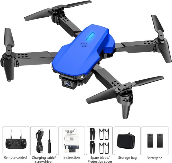 Drone with 1080 Camera for Kids Foldable Mini Drone for Kids Boys Beginners 2 Batteries Toys Drone Gestures Selfie One Key Start 360° Flips Toy Gifts for Boys Blue E88 - Image 6