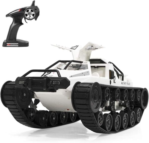 GoolRC RC Tank Car, 1/12 Scale 2.4GHz Remote Control Rechargeable Tank for Kids, 360° Rotating Vehicle Gifts for Boys Girls Teens (White) - Image 2