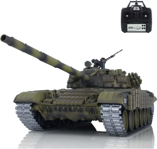 Heng Long 1/16 RC Tank 7.0 Upgraded Version T72 3939 Metal Battle Vehicle 340° Rotating Turret Metal Tracks Sloking Unit Infrared Combat Lifting Barrel Light Sound BB Shooting Airsoft Tank - Image 2