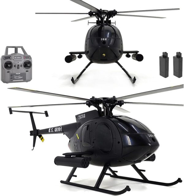 Matte Black MD500 C189 Remote Control Helicopter Aircraft Add Optical Flow Positioning 2-Battery 6-Axis Gyro Dual Brushless Motors RC Heli for Adults Altitude Maintain RTF 335MM 1:28 Scale - Image 2