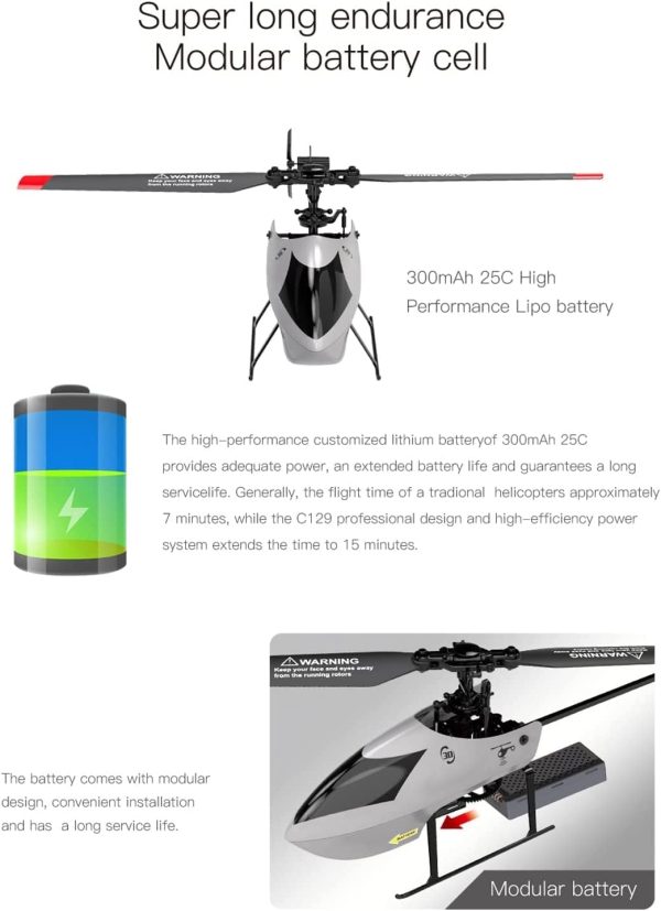 GoolRC C129 V2 RC Helicopter, 4 Channel Remote Control Helicopter with 6-Axis Gyro, 2.4Ghz RC Aircraft with 3D Flips, Altitude Hold, One Key Take Off/Landing for Adults and Beginners - Image 8