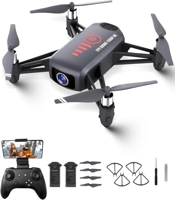 Drone with Camera, 1080P FPV Mini Drones for kids 8-12 and Adults, 2 Batteries, Altitude Hold, Headless Mode, 360°Flip, Gravity Control, Gestures Selfie, 3 Speed Mode, Drone Gift Toy for Boys Girls - Image 2