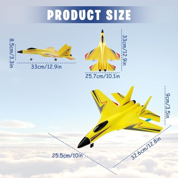 2025 New Gravity Gliders Airplane with Lights, Upgrade RC Plane Remote Control Glider Airplanes 2.4 GHZ 2 Channels, Anti-Collision Silicone Nose RC Plane for Kids and Beginners (Yellow) - Image 5