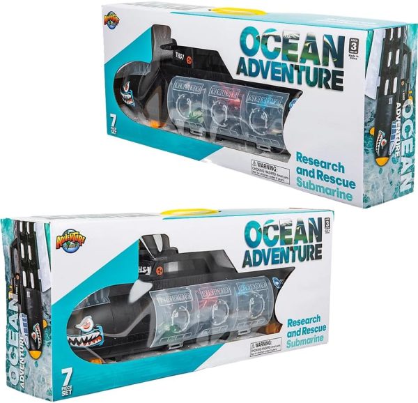 Rhode Island Novelty Aquatic Discovery Expedition Research & Rescue Submarine Toy with 6 Ocean Sea Animalsunderwater Boat Set for Kids - Image 4